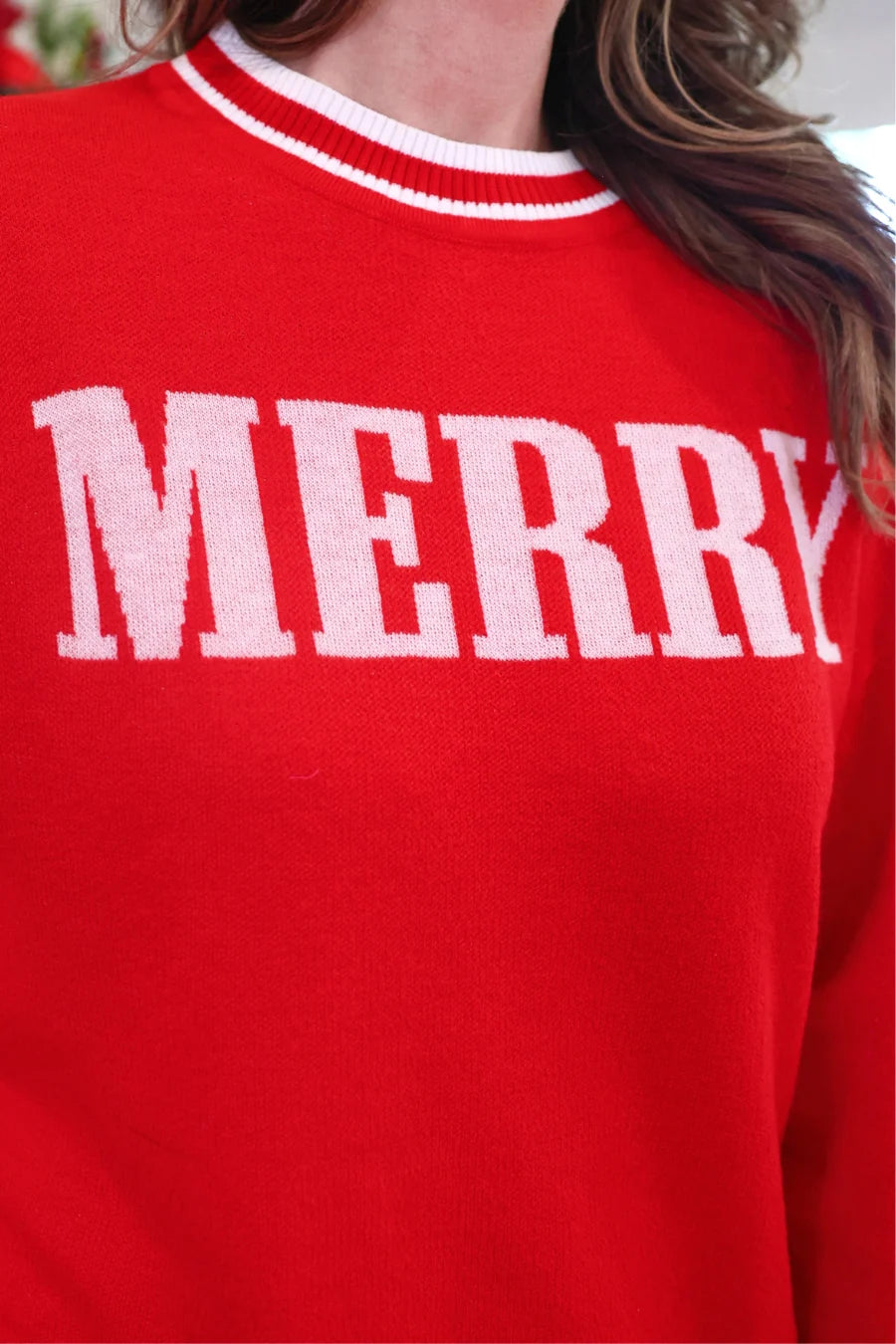 Red Merry Jacquard Knit Sweater