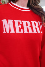 Red Merry Jacquard Knit Sweater