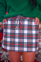 White Christmas Plaid Skort