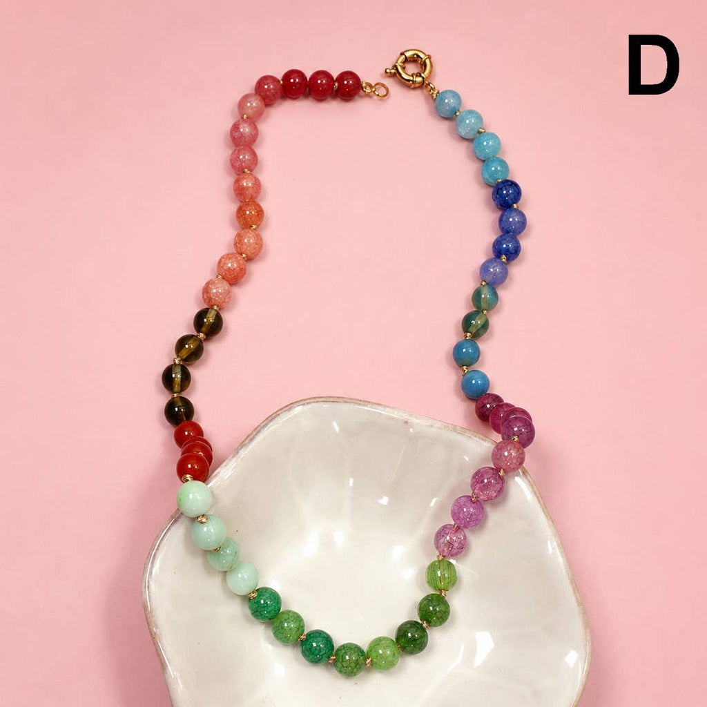 Natural Stone Semi-Precious Glass Mixed Necklace