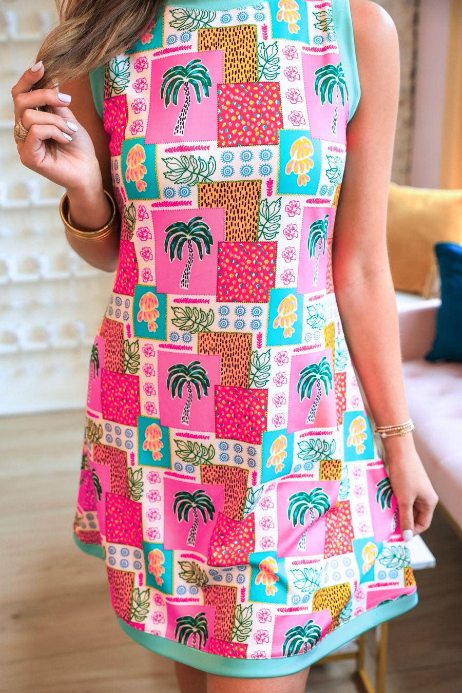 PREORDER- Lucy Tank Dress- Tropical Patchwork