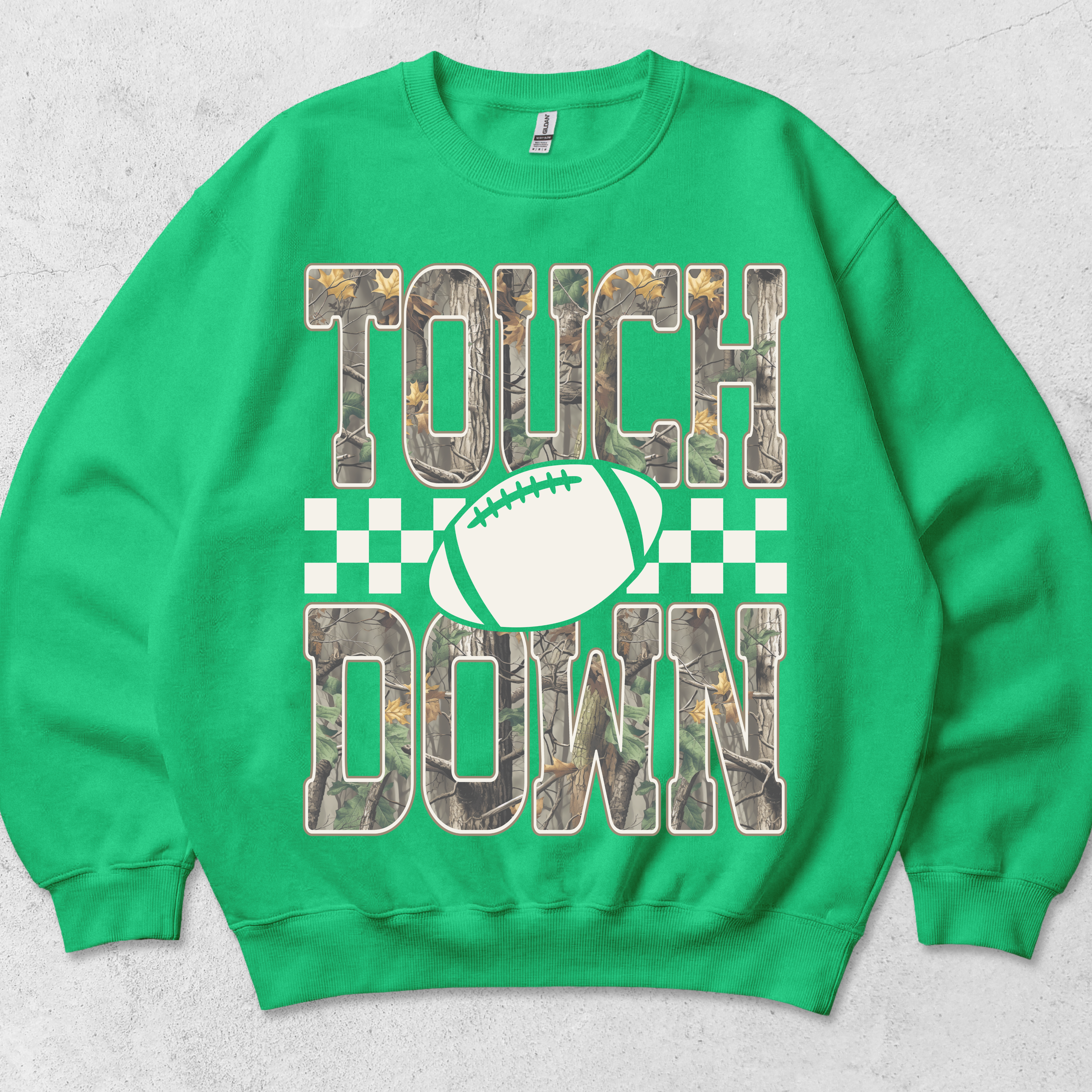 Camo touch down graphic crewneck sweatshirt