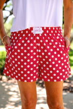 Easy Win Polka Dot Boxer Shorts- Red