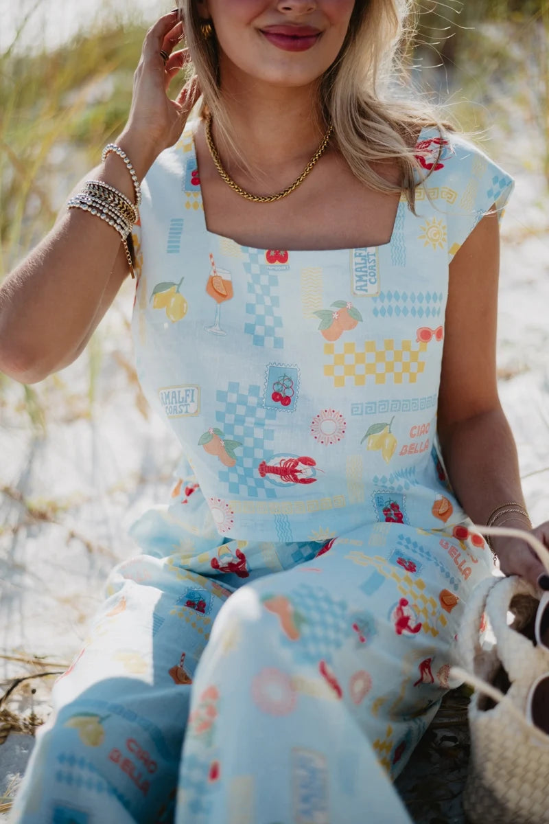 Blue Italian Summer Two-Piece Set