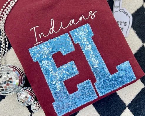 embroidered sequin crewneck with large initials