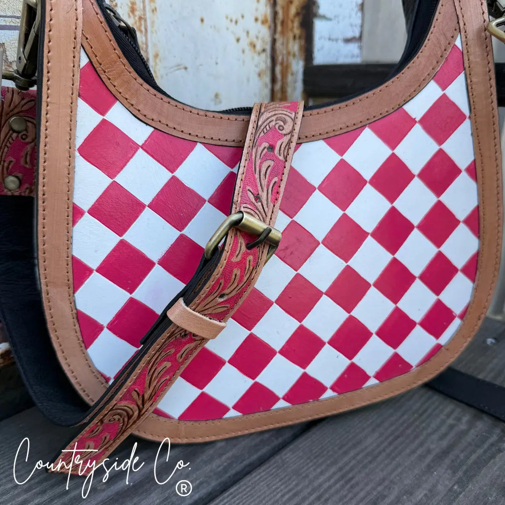 Prairie Doll Checkered Leather Purse