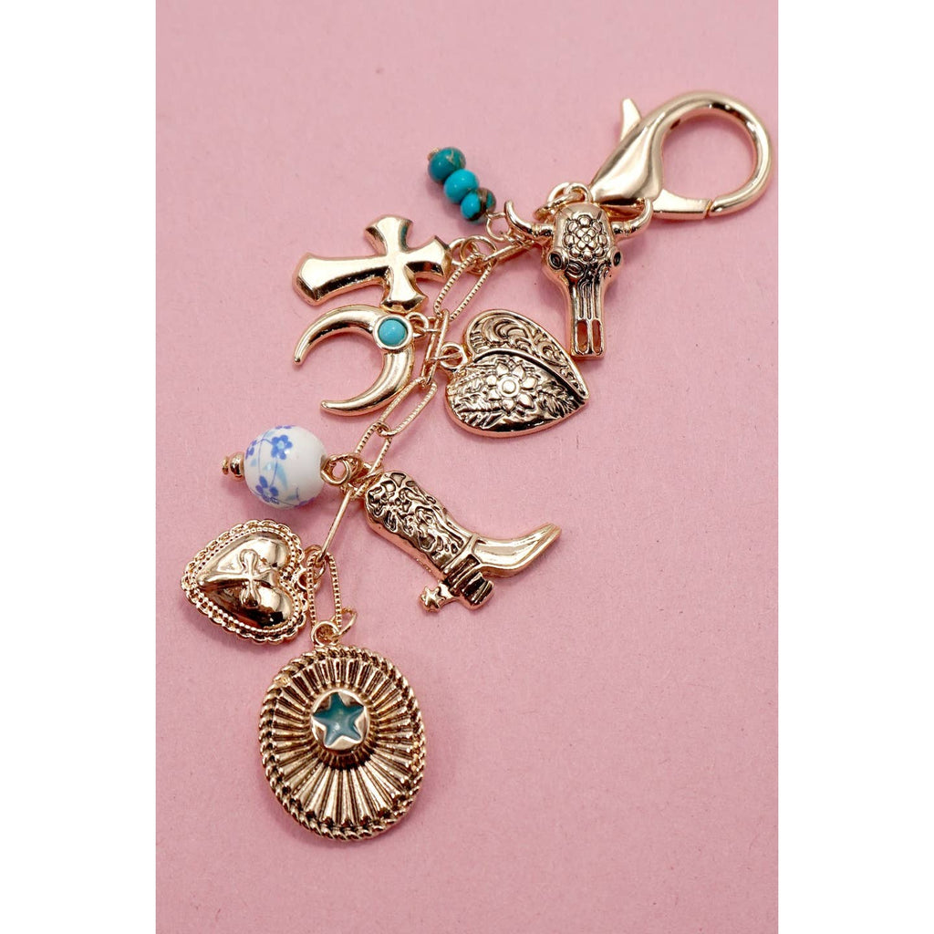 Western Cross Hat Boot Heart Bag Charm | 80K048
