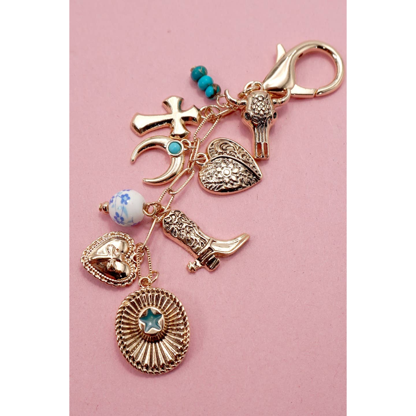Western Cross Hat Boot Heart Bag Charm | 80K048
