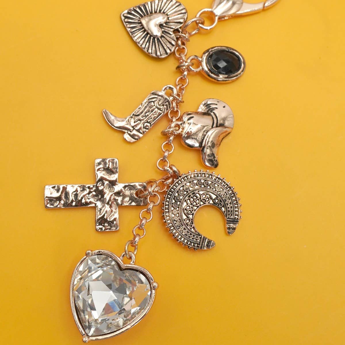 Bag Key Charm-Heart Cross Western Boot