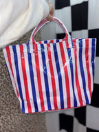 Red, White & blue PVC tote bag with handles