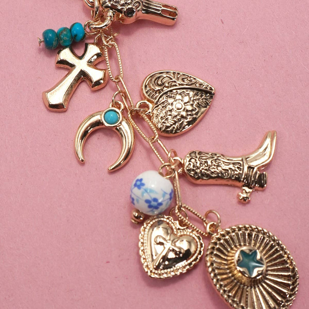 Western Cross Hat Boot Heart Bag Charm | 80K048
