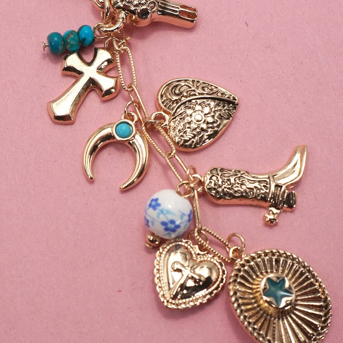 Western Cross Hat Boot Heart Bag Charm | 80K048