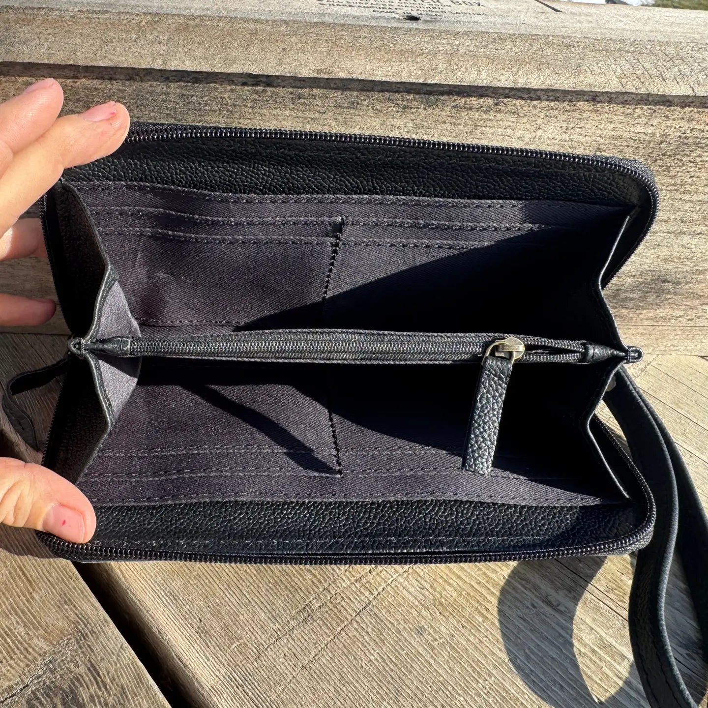 Black and White Speedy Checkered Genuine Western Cowhide Leather Purse