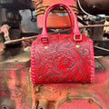 Deep Cherry Red Speedy Western Genuine Leather Barrel Bag Purse or Briefcase