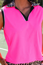 Preorder Everyday Polo Tank- Neon Pink Safari Chic