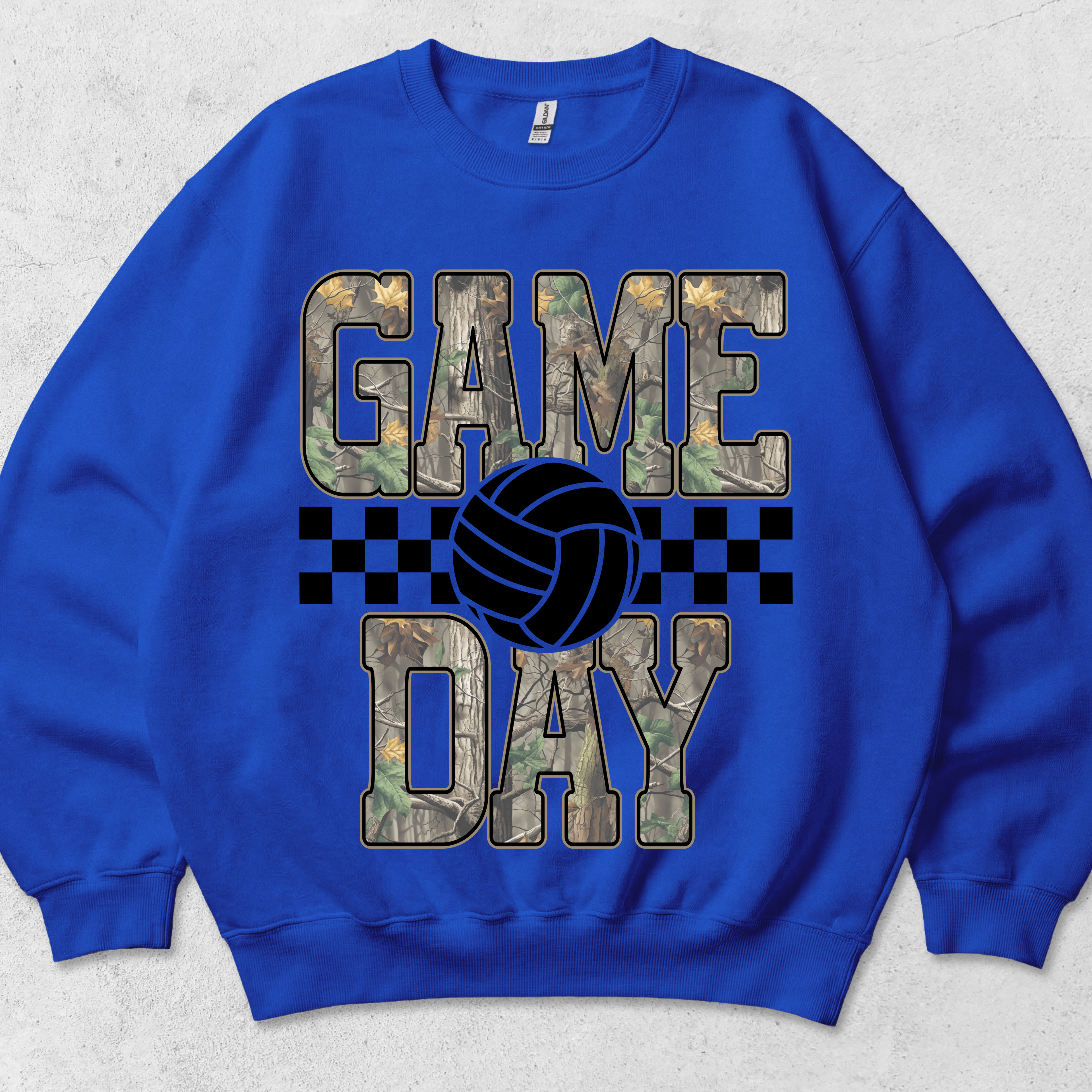 Camo game day volleyball graphic crewneck sweatshirt