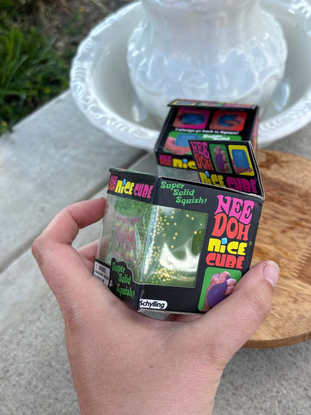Glitter glow in the dark cube squish