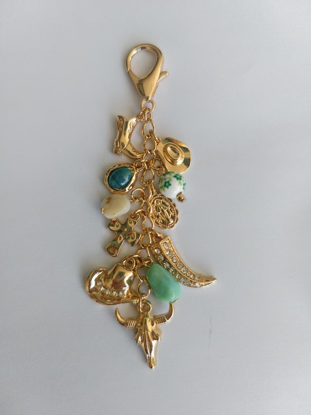 Western Porcelain Cross Boot Cowboy Hat Bag Charm