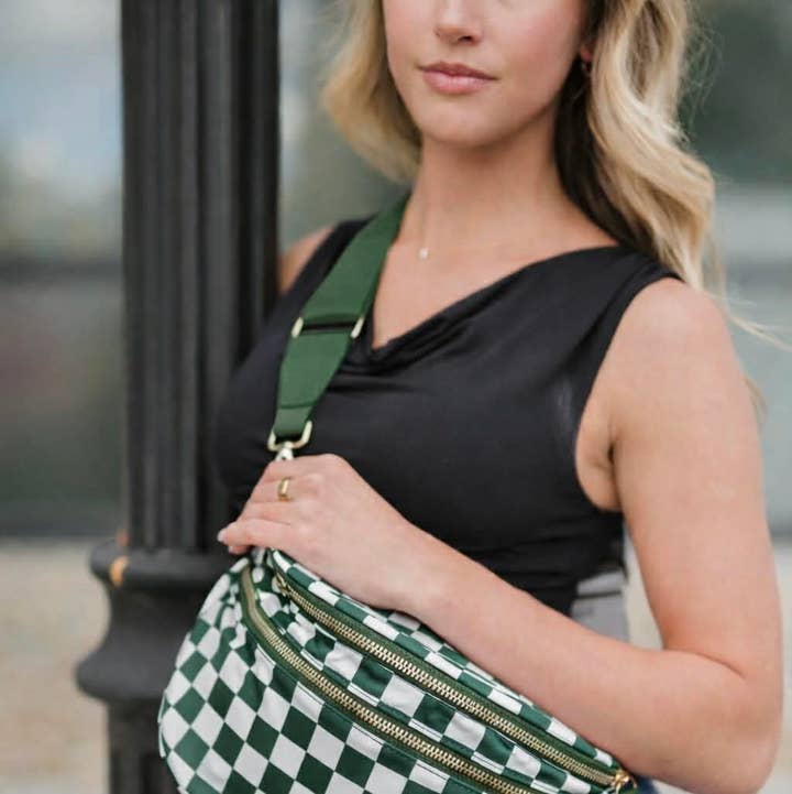 Farah Fanny Bum Bag - Green & White Checkered
