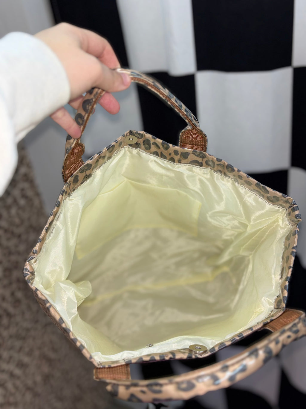 Leopard PVC tote bag with handles