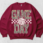 Camo game day volleyball graphic crewneck sweatshirt