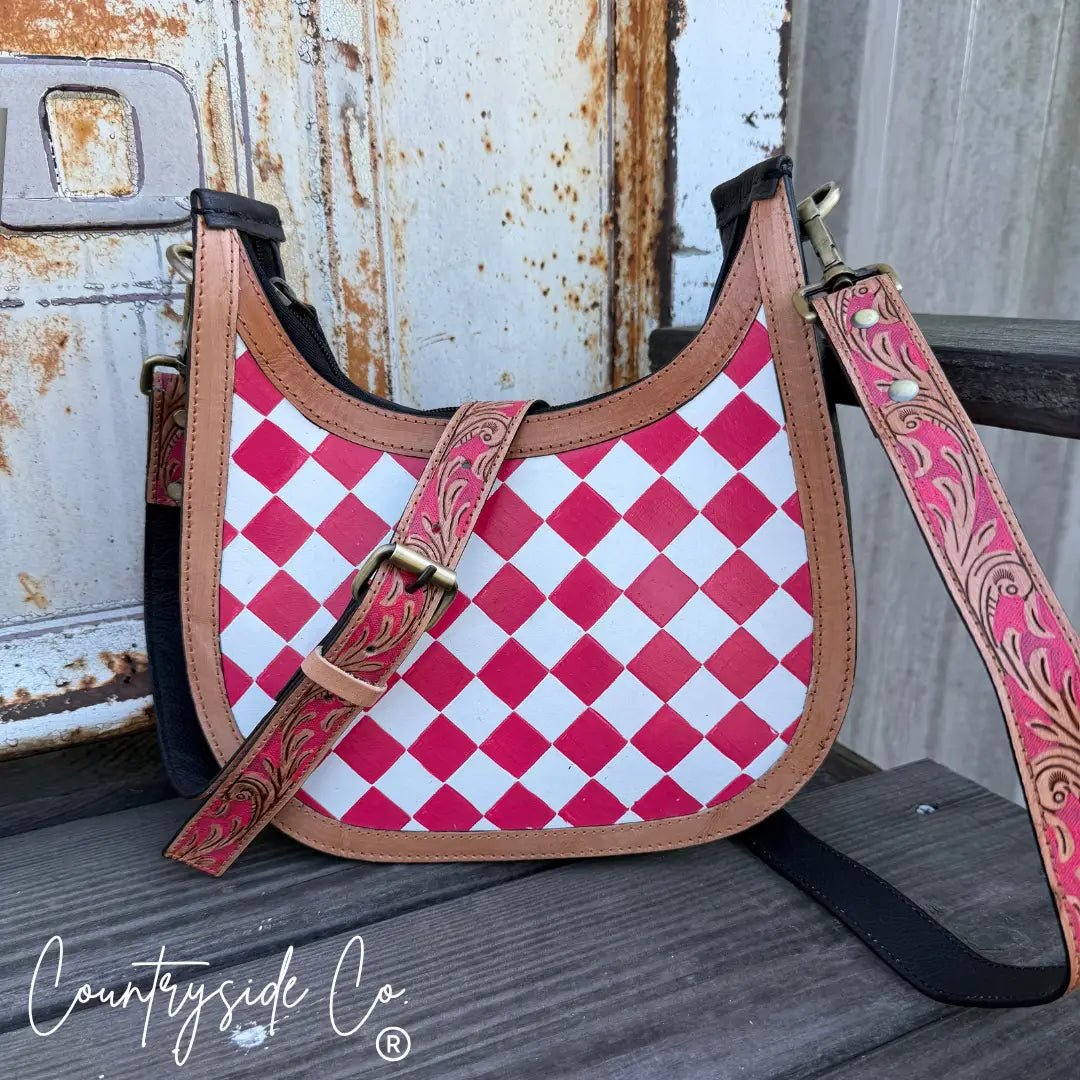 Prairie Doll Checkered Leather Purse