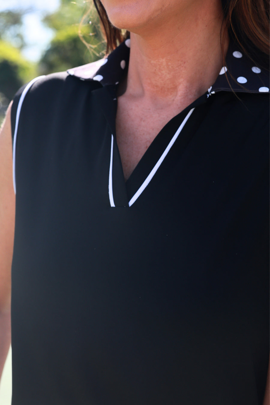 Preorder Everyday Polo Tank- After Dark Polka Dot