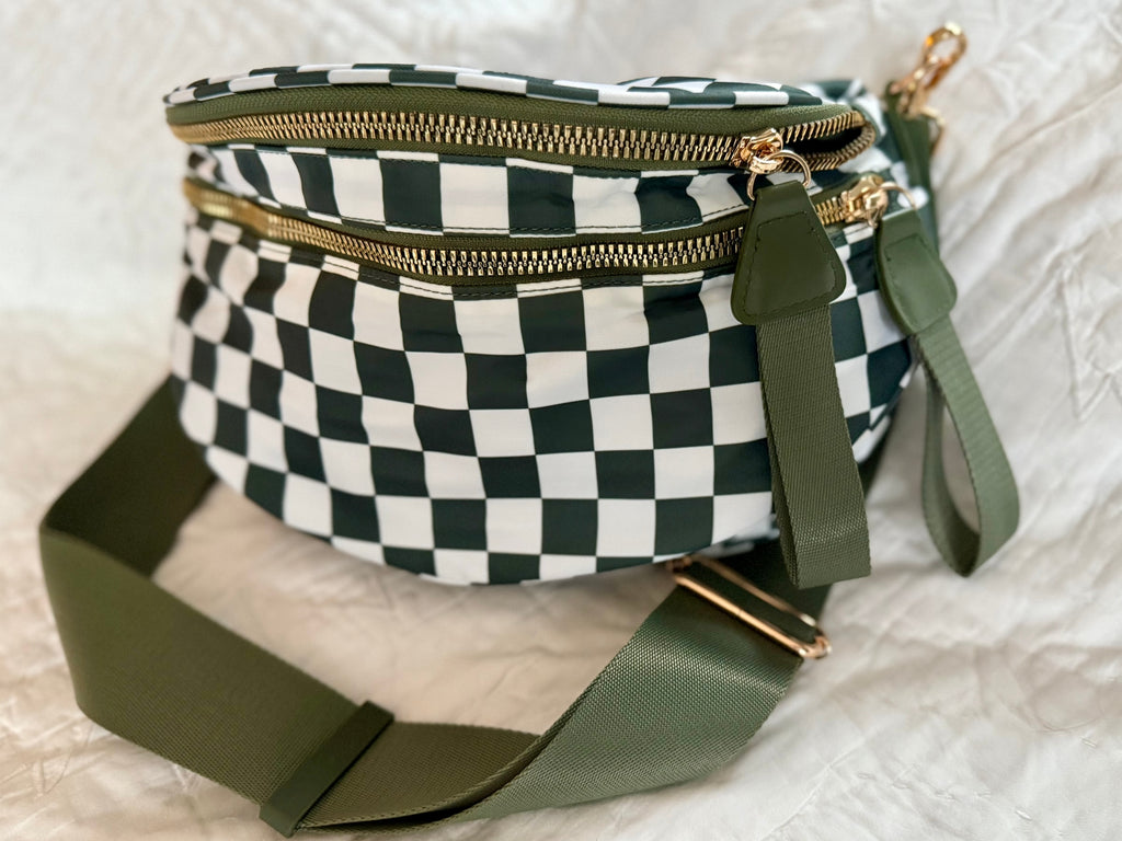 Farah Fanny Bum Bag - Green & White Checkered