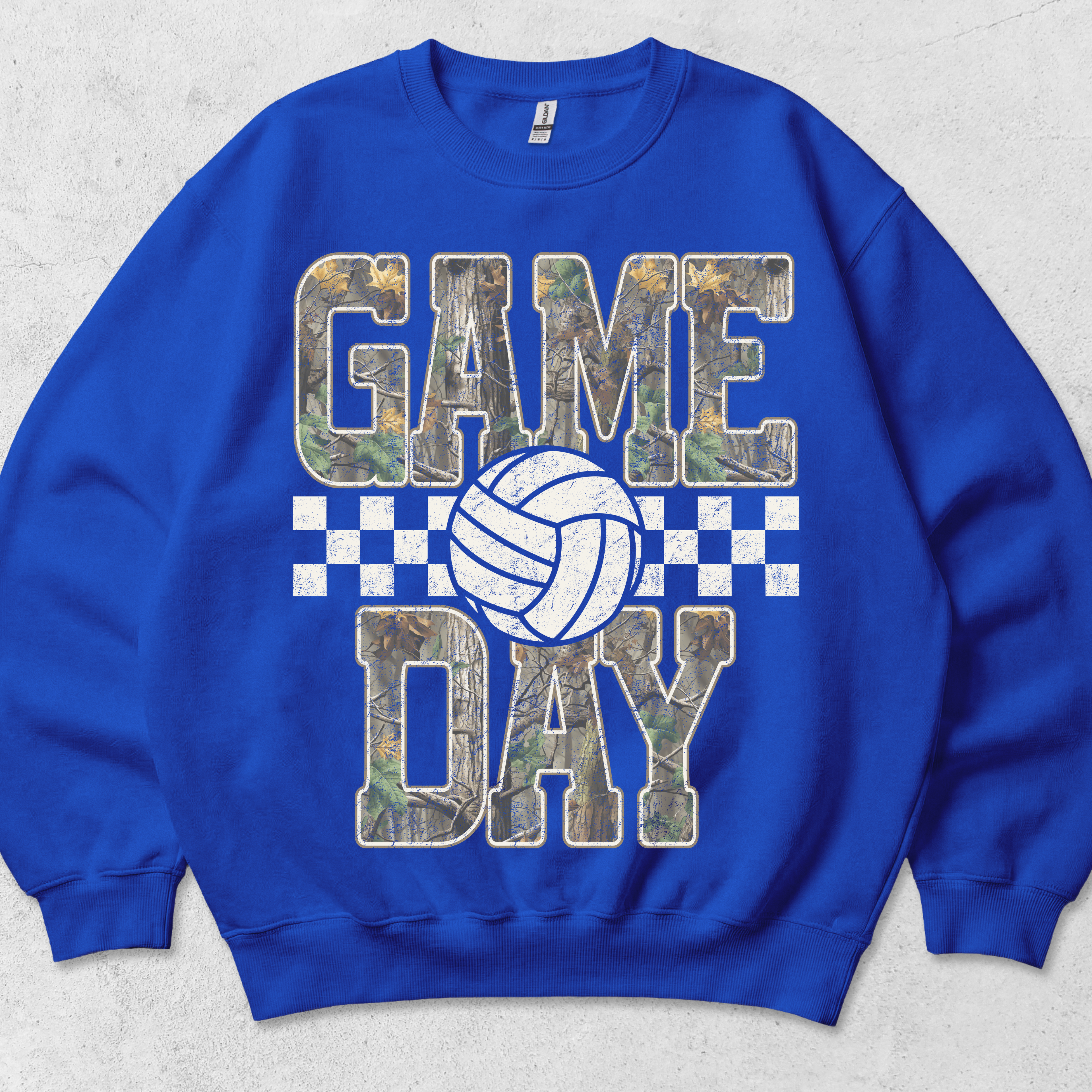 Camo game day volleyball graphic crewneck sweatshirt
