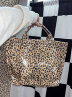 Leopard PVC tote bag with handles