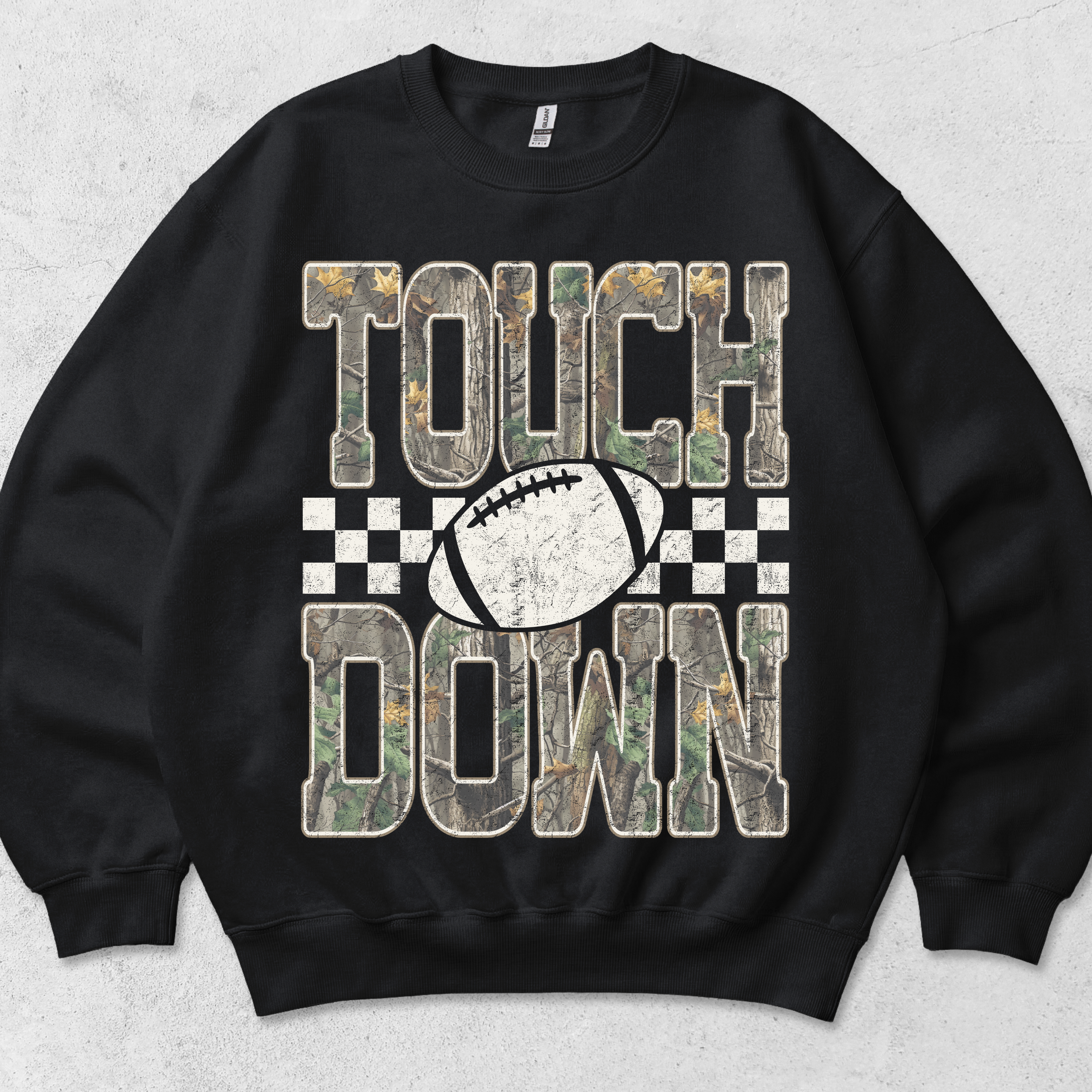 Camo touch down graphic crewneck sweatshirt
