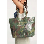 Checkered/ Camouflage Glossy Pu Leather Tote Bag