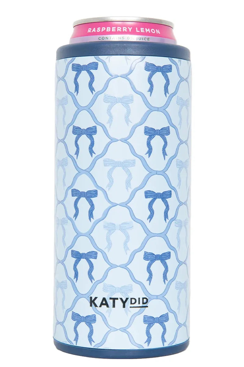 Blue Coquette Bows Tall Can Cooler