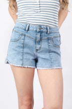 Myosotis High Waist Frayed Denim Shorts