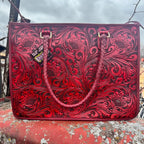 Deep Cherry Red Speedy Western Genuine Leather Barrel Bag Purse or Briefcase