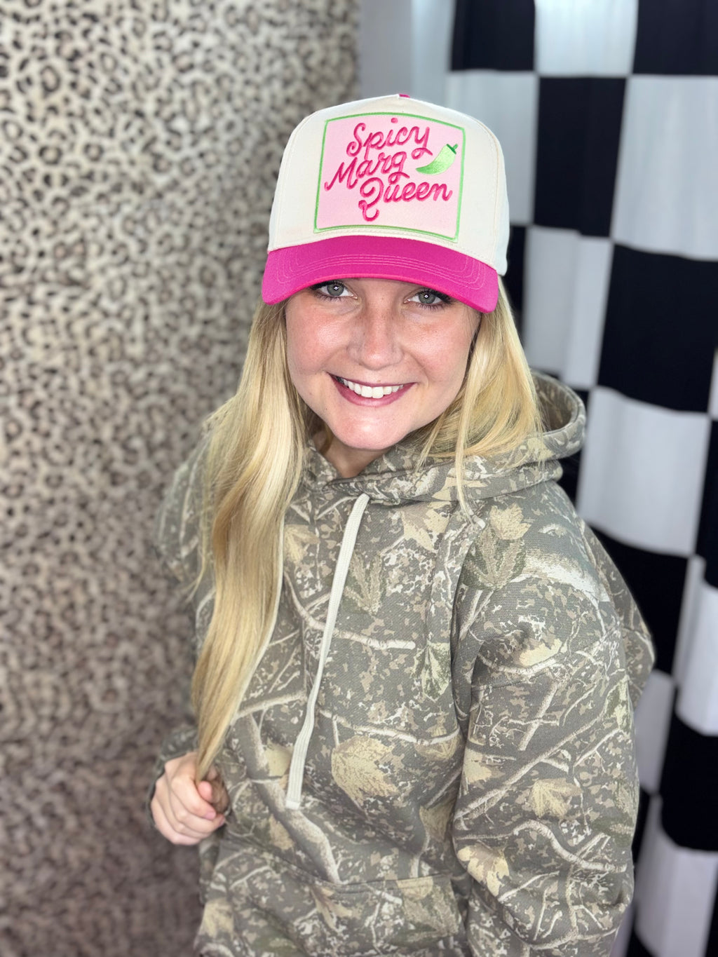 Spicy marg queen hat with patch