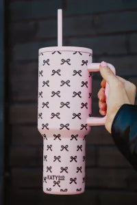 Black & Pink Mini Coquette Bows 38 Oz Tumbler