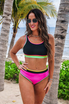 Set For Vacay Two Piece Swimsuit- Black/Neon