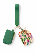 Green Floral Wristlet