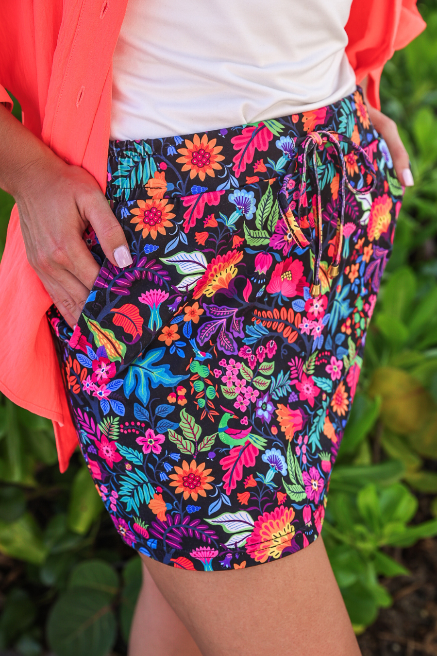 Fiesta Time Floral Skort- Black