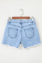 Myosotis High Waist Frayed Denim Shorts