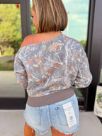 PREORDER Off the Shoulder Pullover in Timber Haze