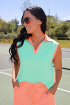 Preorder Everyday Polo Tank- Mint/Coral