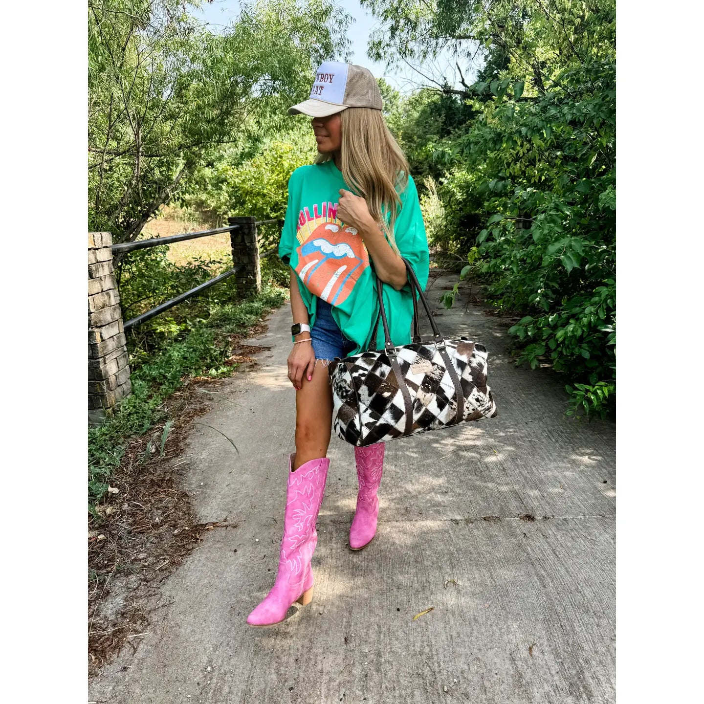 Boho Luxe Duffle Weekender Leather Hairon Cowhide Travel Bag