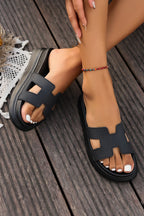Chestnut Cutout Design Open Toe Platform Slippers (Run Small, Size Up)