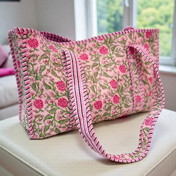 Claire Pink Floral Patterned Tote Bag