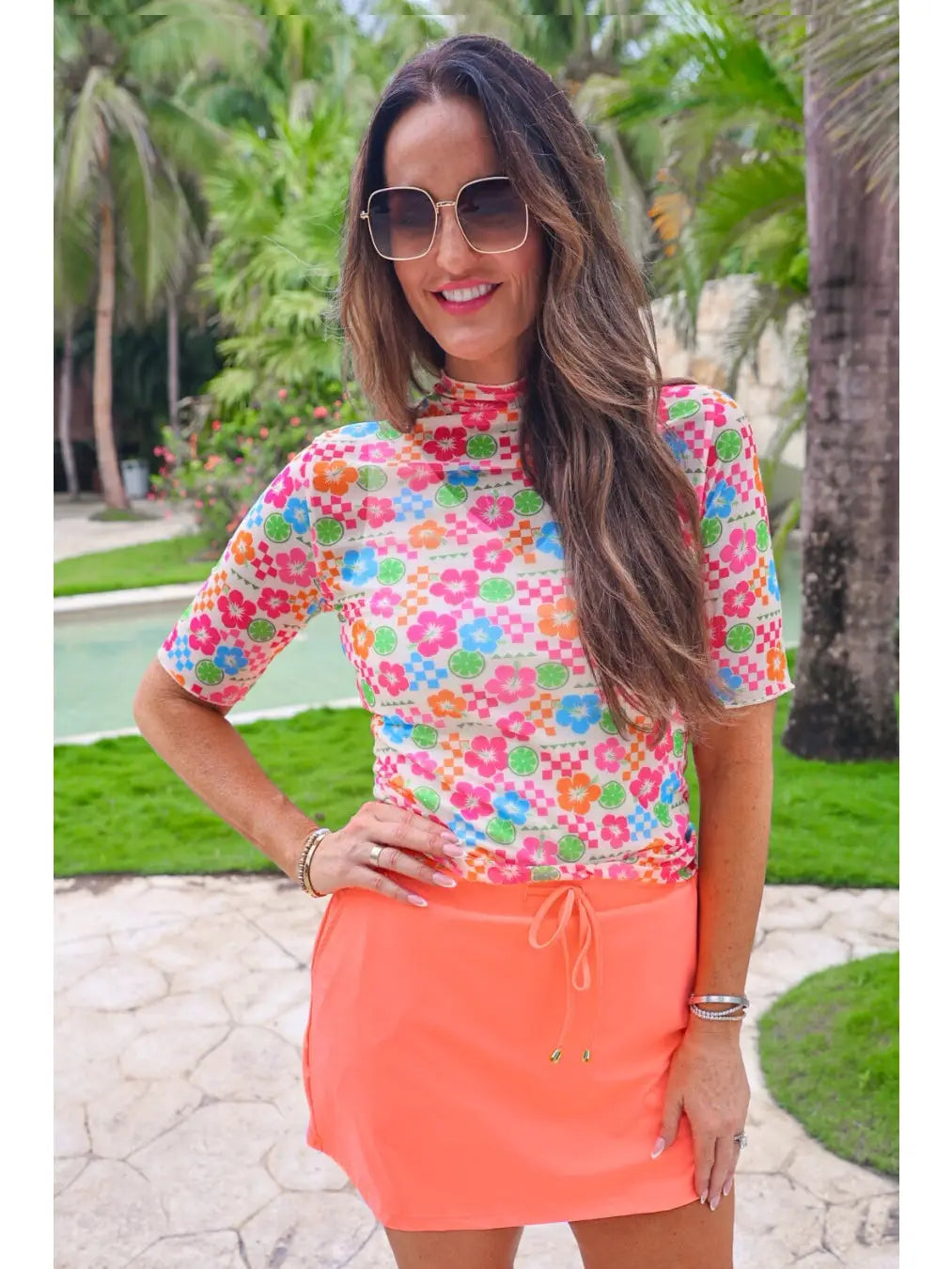 Solid Neon Coral Skort