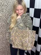 Leopard PVC tote bag with handles