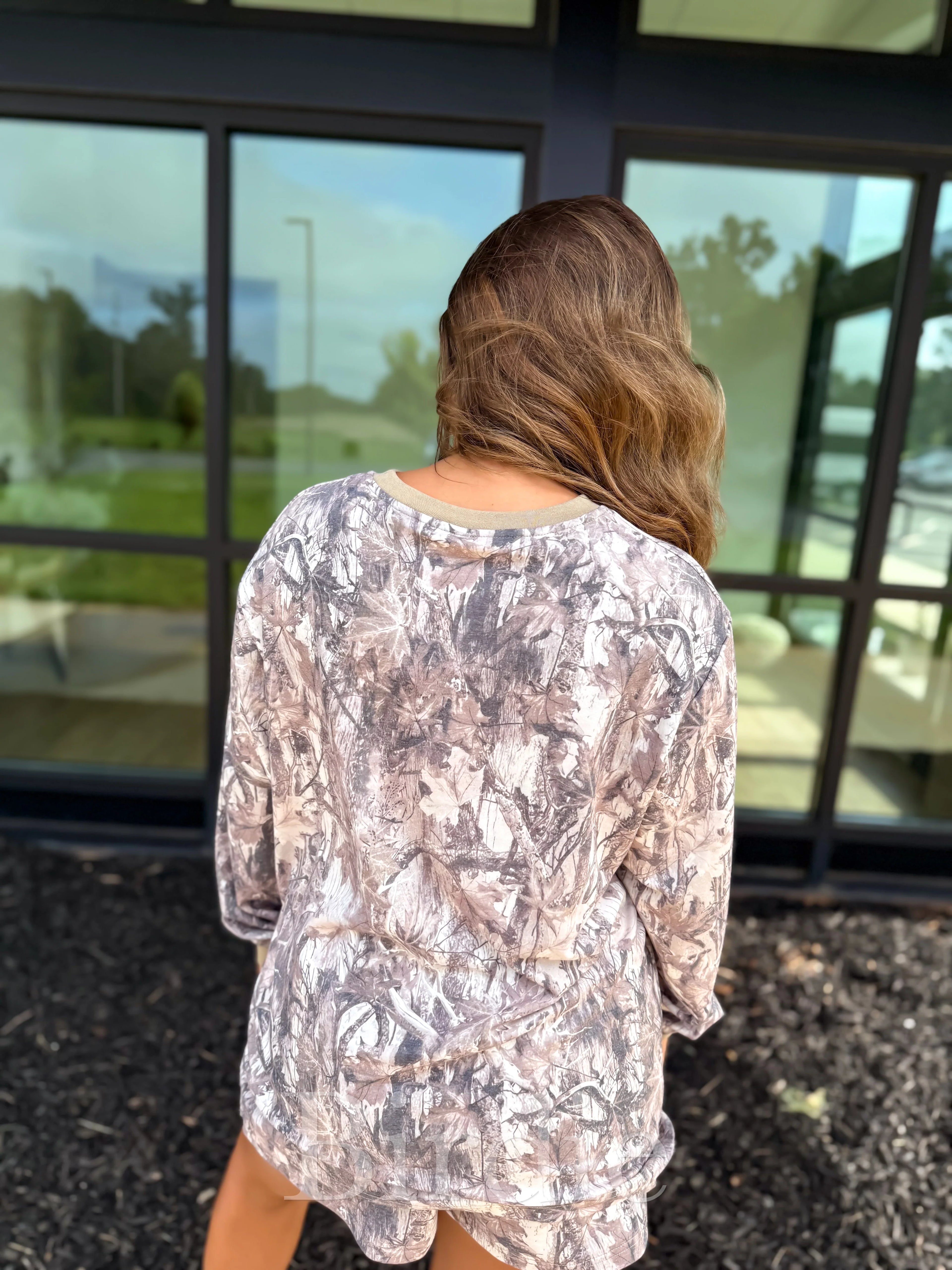 PREORDER Two Piece Camo Set with Long Sleeve Shirts & Shorts