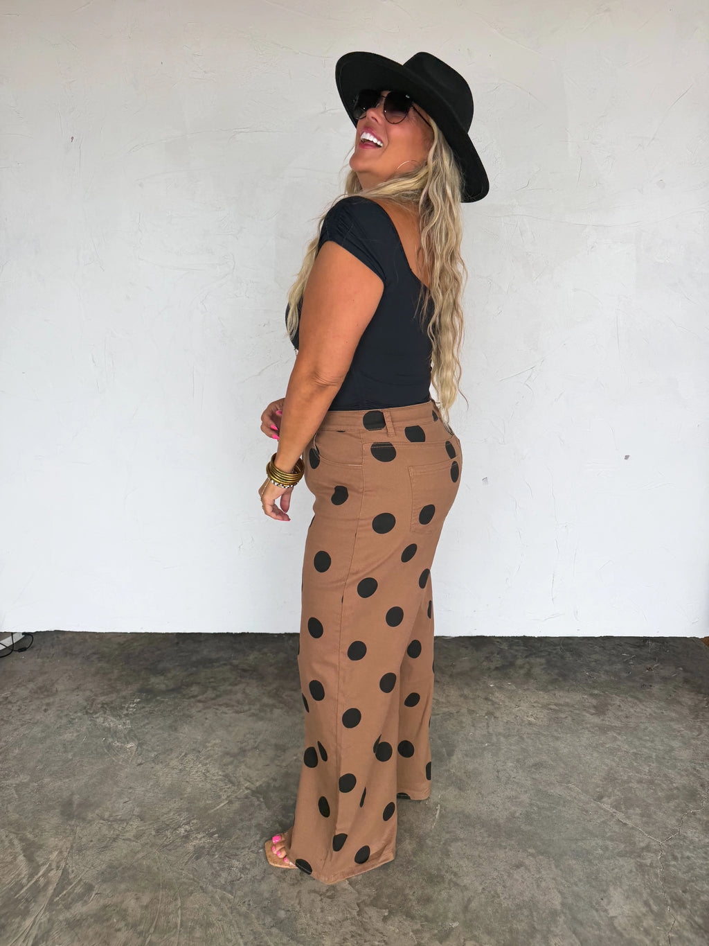 PREORDER- MOCHA DOT DENIM JEANS